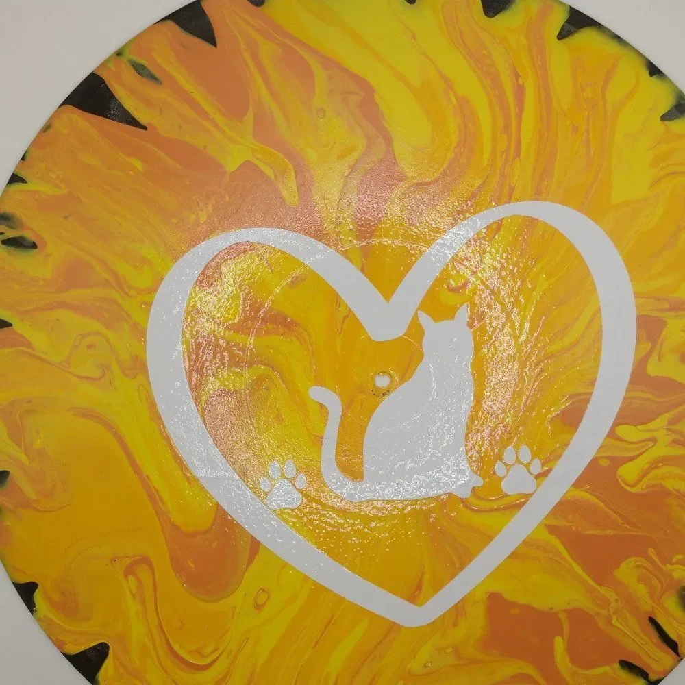 Hand Crafted Colorful Cat Fluid Art Painting On 12